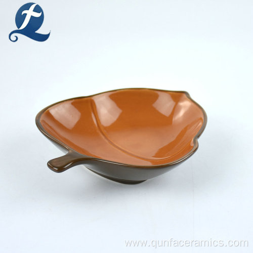 Wholesale Custom Leaf Shape Ceramic Plates Dishes